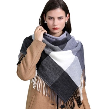 CHUSTA W KRATĘ KASZMIROWA DAMSKA SZAL DAMSKI SZALE