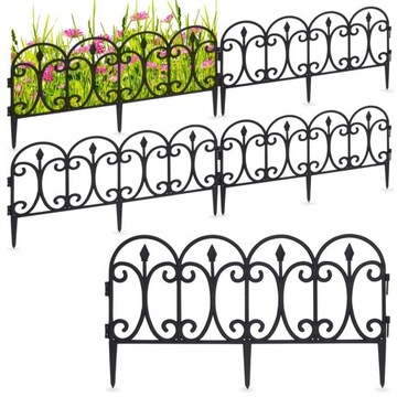 4x Płotek OGRODOWY plastikowy czarny border palisada obrzeże trawnik 240cm