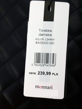 Monnari Torebka Listonoszka Czarna Pikowana Logo