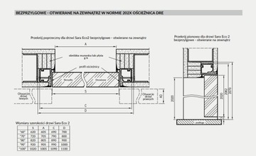 Межкомнатные двери, скрытые в стене Dre Sara Eco с рамой от руки 70
