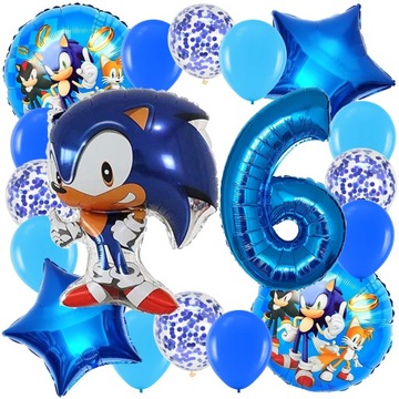 ZESTAW BALONÓW SONIC BALON CYFRA 6 LAT SZÓSTE URODZINY DEKORACJE SONIC