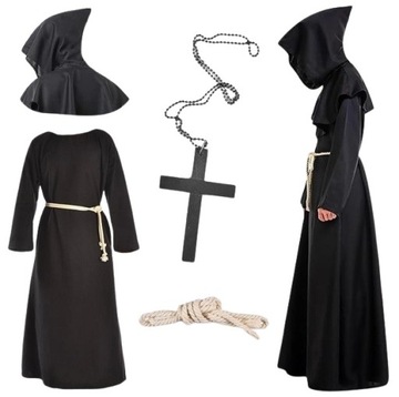 STRÓJ KOSTIUM PRZEBRANIE HABIT MNICH KSIĄDZ ZAKONNIK HALLOWEEN M/L 176/182