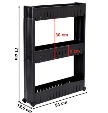 МОБИЛЬНАЯ КУХОННАЯ ПОЛКА ДЛЯ ВАННОЙ узкая полка, 3 уровня, шкаф на колесиках