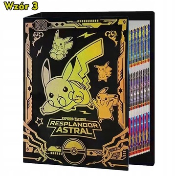 Альбом для карточек с Пикачу Покемон класса, большой размер XXL, 432 карты, черный и золотой