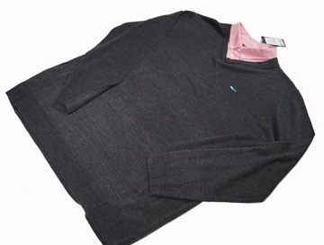 BADRHINO SUPER FIRMOWY SZARY MĘSKI DUŻY SWETER Z KOSZULĄ - 3XL