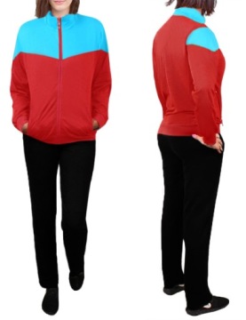 DRES damski na stójce BLUZA+SPODNIE koral/blue 910 L