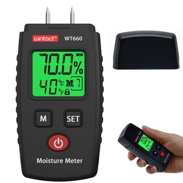 WILGOTNOŚCIOMIERZ MIERNIK WILGOTNOŚCI DREWNA MURÓW BETONU LCD + SONDA