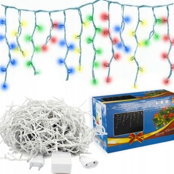 Lampki sople kurtyna świetlna 100 LED MULTIKOLOR