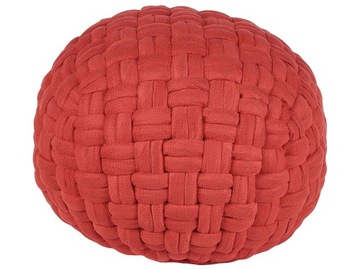 Puf welurowy pleciony 45x35 cm czerwony