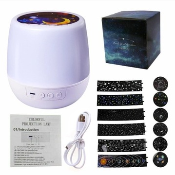 GWIAZD KSIĘŻYC PROJEKTOR LED LAMPA NOCNA OBRÓT 360° PREZENT+POKAZÓW SLAJDÓW