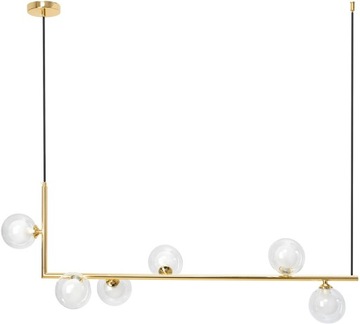 LAMPA SUFITOWA SZKLANE KULE ZŁOTA 6punktowa