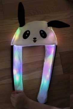 CZAPKA PLUSZOWA KIGURUMI USZY RUCHOME LED PANDA
