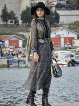 ZARA SZYFONOWA SUKIENKA PRINT BOHO LUX XS BLOG