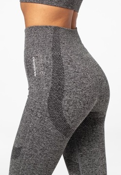 LEGGINSY BEZSZWOWE VIBE Z WYSOKIM STANEM SZARY MELANŻ - S