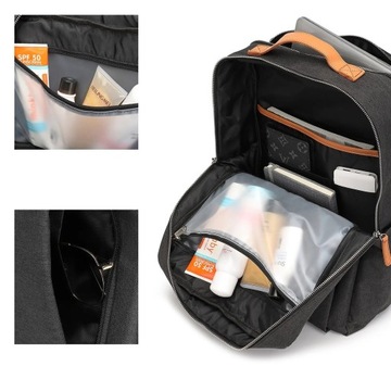 PLECAK TORBA NA LAPTOPA DAMSKA PODRÓŻNY BAGAŻ PODRĘCZNY SZKOLNY USB CZARNY