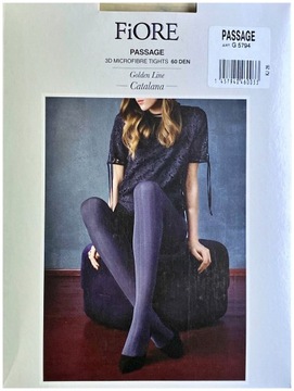 PASSAGE Rajstopy Wzory Grube FIORE 60DEN R3 N BLUE