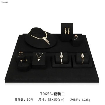 New Pure Black Microfiber Fabric Jewelry Display Set Jewelry Props Set