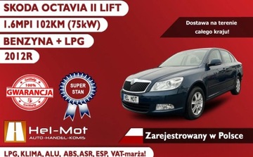 Skoda Octavia II Kombi 1.6 MPI 102KM 2012 Skoda Octavia II LIFT 2012 1.6MPI LPG, Klima, Alu, Zarejestrowana w Polsce, zdjęcie 2