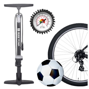 Pompka Warsztatowo-Rowerowa 12Bar z Manometrem, Precyzyjna Pompka Rowerowa