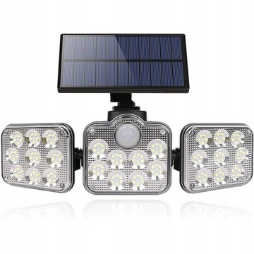 LAMPA SOLARNA CZUJNIK RUCHU ZMIERZCHU 3 REFLEKTORY