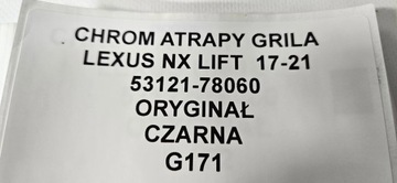 CHRÓM MŘÍŽKY MASKA LEXUS NX FACELIFT 2017-21 ČERNÁ