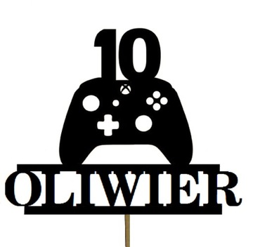 TOPPER piker dekoracja na tort IMIĘ NAPIS GAME TNT