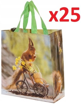 Torebki na prezenty zakupy Odjechane Wiewiórki 25 sztuk 30x33cm 14L