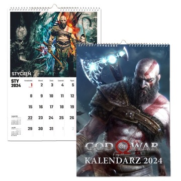 KALENDARZ ŚCIENNY NA ROK 2024 GOD OF WAR WIELOPLANSZOWY A4