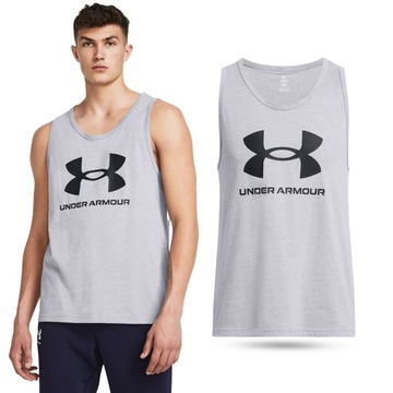 KOSZULKA MĘSKA UNDER ARMOUR BEZRĘKAWNIK SPORTOWY LETNIA BAWEŁNA 1382883-035