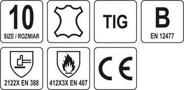 ПЕРЧАТКИ ДЛЯ СВАРОЧНЫХ РАБОТ размер 10 YATO YT-74820