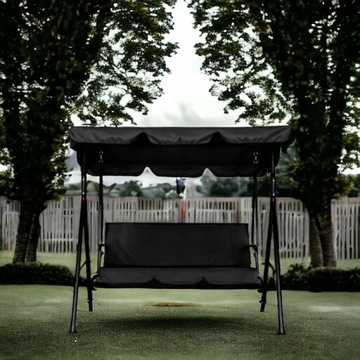 МЕТАЛЛИЧЕСКИЕ САДОВЫЕ КАЧЕЛИ, ОТДЕЛЬНО СТОЯЩАЯ СКАМЬЯ-КАЧАЛКА С КРЫШКОЙ НА 3 ЧЕЛОВЕКА