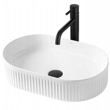 Umywalka VANDA biała ceramiczna nablatowa ryflowana Rea