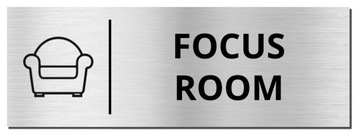 TABLICZKA NA DRZWI - FOCUS ROOM | piktogram | 20x7cm | srebrna