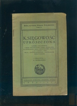 Księgowość uproszczona; A. Dobrodziej; 1933