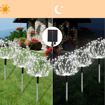 LED СОЛНЕЧНАЯ ЛАМПА ДЕРЕВО Одуванчик ФЕЙЕРВЕРК БЕЛАЯ 480LED 4ШТ.
