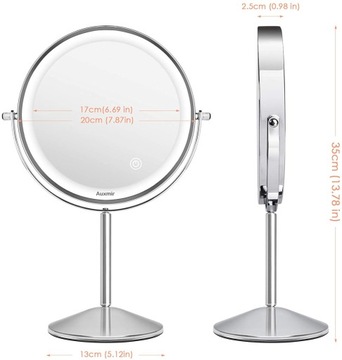 КОСМЕТИЧЕСКОЕ ЗЕРКАЛО LED 10X СЕРЕБРЯНЫЕ БАТАРЕИ