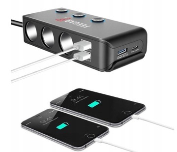 Дистрибьютор автомобилей Feegar 12-24V 200 Вт USB 10A подарок