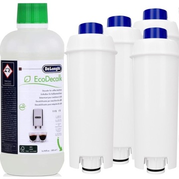 DeLonghi ODKAMIENIACZ 500ml + 4x Filtr Wessper AquaLunga do EKSPRESU