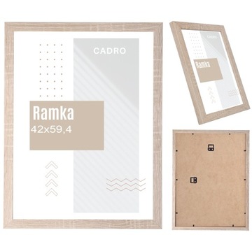 RAMKA A2 RAMKI NA ZDJĘCIA 42x59,4 RAMA SONOMA JASNA MDF 59,4x42 CM CADRO