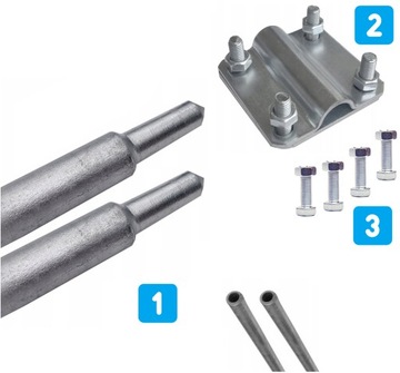 UZIOM PION 2 SZPILKI PION po 150 cm+ ZŁĄCZE OCYNK+ śruby KOMPLET 3mb