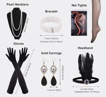 ЖЕНСКИЕ АКСЕССУАРЫ В СТИЛЕ РЕТРО ГЭТСБИ ЖЕМЧУЖНОЕ ПЛАТЬЕ ВЕЕРА 1920-х годов 10 EL