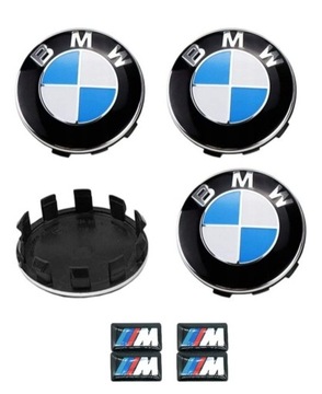 DEKIELKI BMW 4 SZTUKI, 56MM / 54MM ZESTAW NAKLEJKI