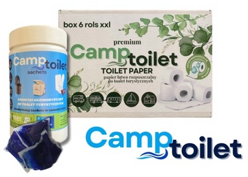 CHEMIA 20 szt CAMPTOILET DO TOALETY TURYSTYCZNEJ SASZETKI + Papier 6 rolek