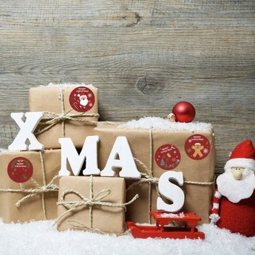 NAKLEJKI ŚWIĄTECZNE X 500 ROLKA WESOŁYCH ŚWIĄT NA PREZENTY ŚWIĘTA