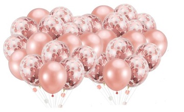 ZESTAW BALONÓW balony ROSE GOLD KONFETTI DEKORACJA panieński bukiet 40szt