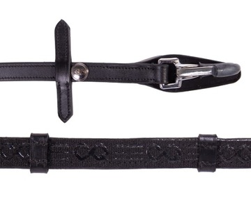 PRESTEQ, Wodze FayRein with clip + stops (8cm), BLACK XFULL czarny