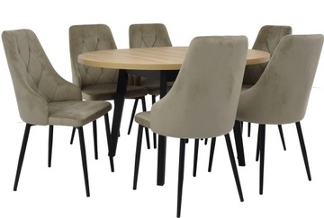 OKRĄGŁY stół śr. 100cm rozkładany DĄB ARTISAN i 6 krzeseł DO SALONU JADALNI