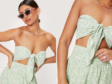 Nasty Gal Top Bandeau w Kwiaty Wiązany XL