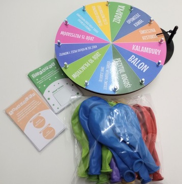 КОЛЕСО ФОРТУНЫ для детей ВЕСЕЛО + 20 ШАРОВ + 20 СКРЕТЧ-КАРТ + 20 КАМЕРОВ