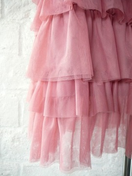 Różowa sukienka z falbanami - 38 M - Top Secret
